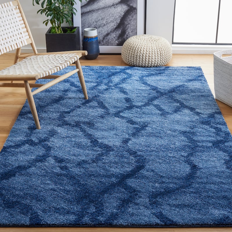 SAFAVIEH Retro Delfina Modern Abstract Distressed Rug - 6' x 9' - Blue/Dark Blue - Runner/Rectangle