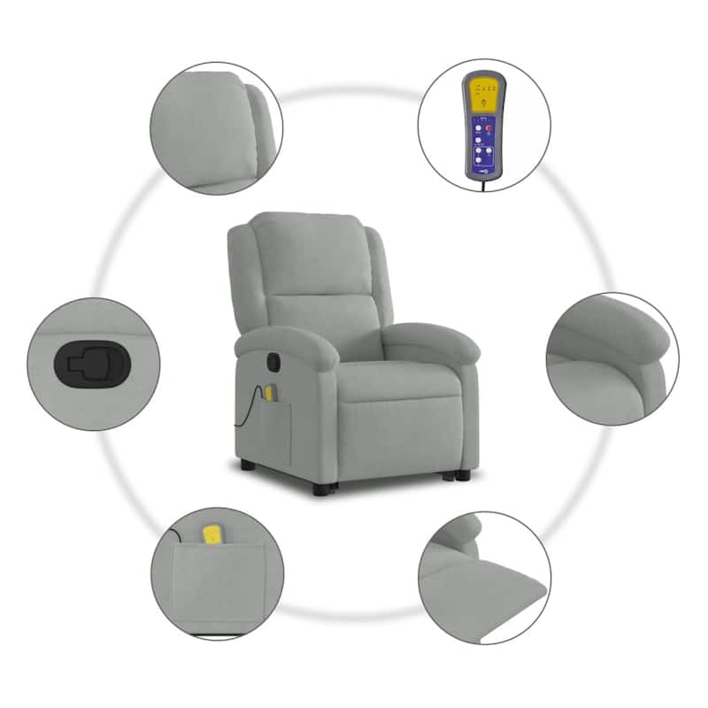 vidaXL Stand up Massage Recliner Chair Power Lift Wingback Armchair Velvet