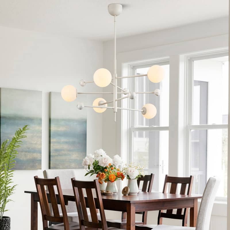KAWOTI 5-light Modern Dimmable Sputnik Linear Chandelier Pendant