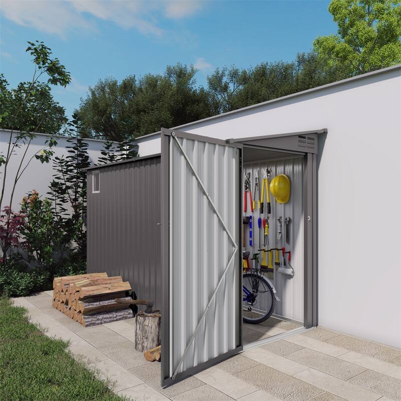 4 x 9 FT Outdoor Storage Shed,Garden Shed Tool House with Sloping Roof