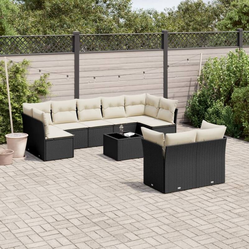 vidaXL Garden Sofa Set Black, Cream White - 21.7 x 21.7 x 14.6