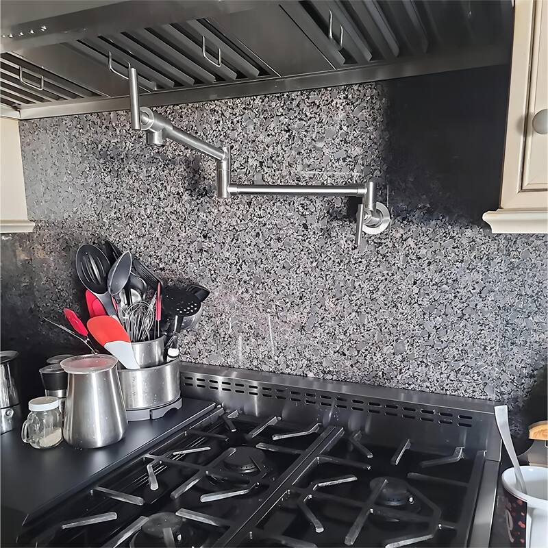 Wall Mount Pot Filler Faucets Folding Stretchable Kitchen Sink Faucet with Joint Swing Arms Kitchen Faucet with 2 Handles