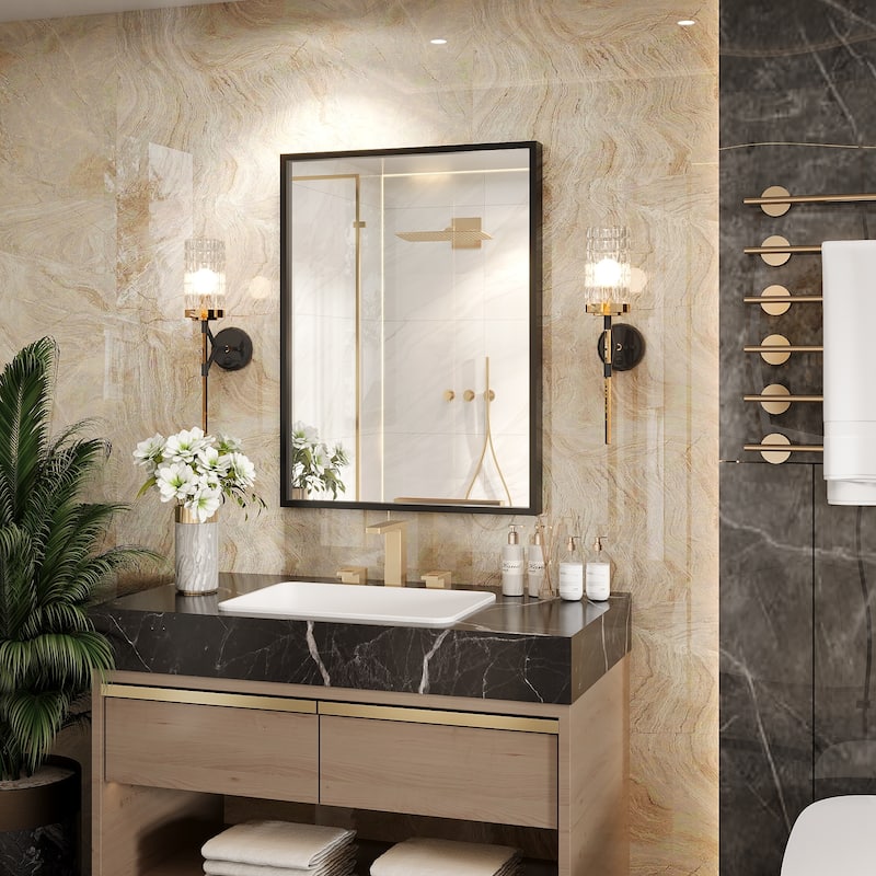 Tempered Glass and Metal Framed French Cleat Mounted Wall Bathroom / Vanity Mirror
