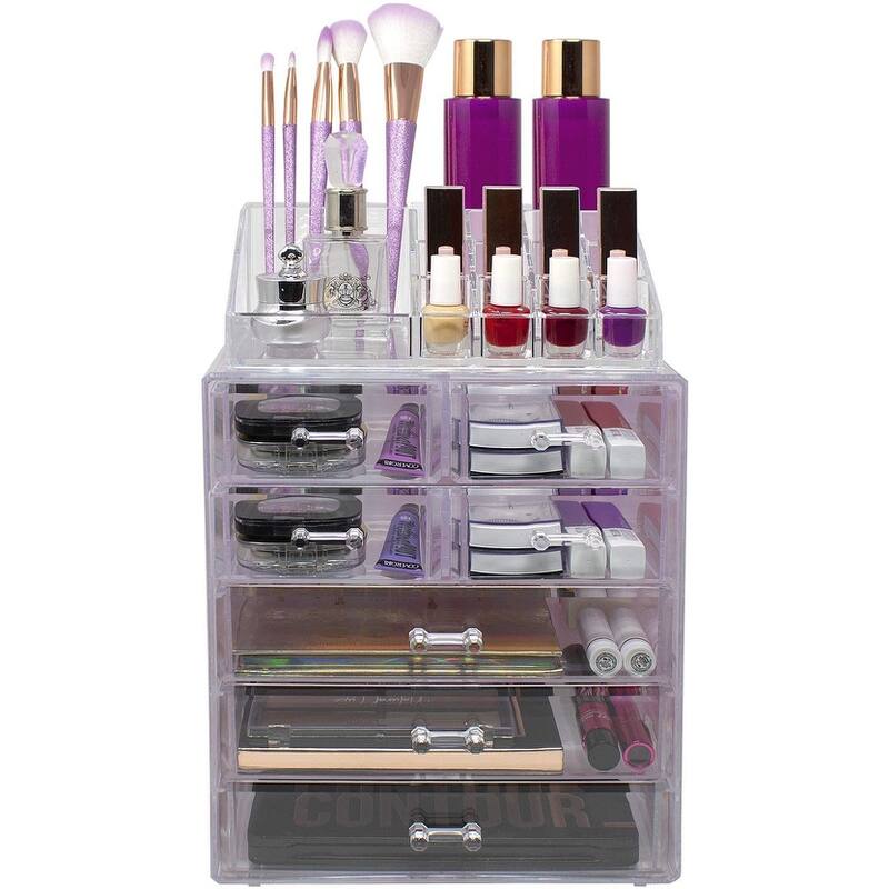 Sorbus Acrylic Cosmetic Makeup and Jewelry Storage Case Display - 3 Large, 4 Small Drawers