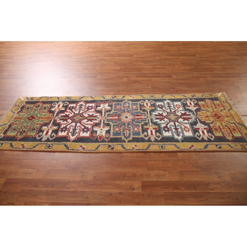 Traditional Kazak Runner Rug Hand-Knotted Wool Carpet - 2'7"x 7'9"