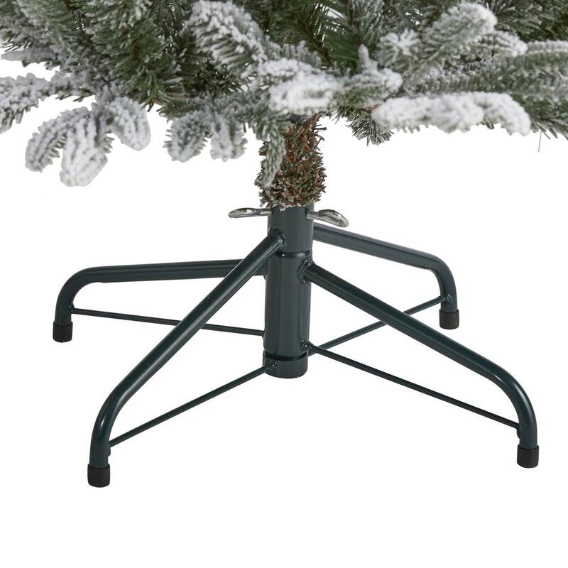 4.5’ Pre-Lit Flocked Manchester Artificial Christmas Tree, Warm Clear LED Lights - 4.5 Foot