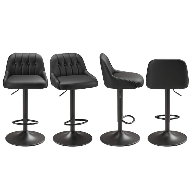 RENEWLINE Adjustable Height Bar Stools with Back, 360° Swivel PU Leather Counter Stools( Set of 1/2/3/4/6)for Kitchen Island