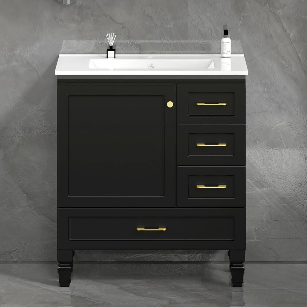 30" Bathroom Vanity. Abundant Storage Cabinet -1 Soft close doors and 3 drawers