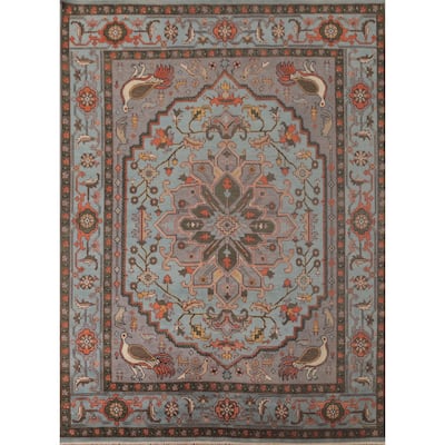 Animal Pictorial Ziegler Indian Area Rug Hand-Knotted Wool Carpet - 8'0" x 9'10"