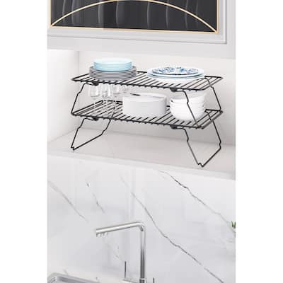 2-Pack Metal Kitchen Cabinet Shelf Organizer