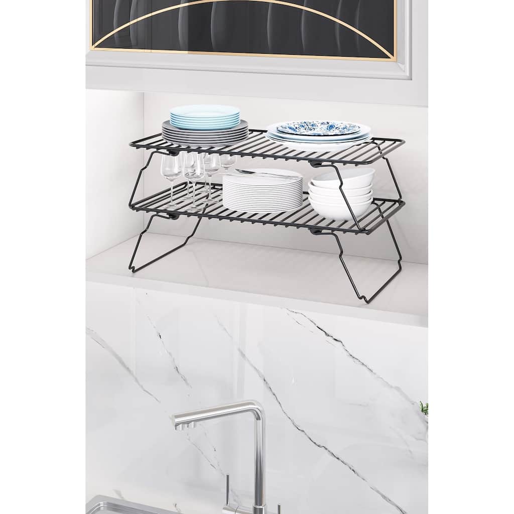 2-Pack Metal Kitchen Cabinet Shelf Organizer