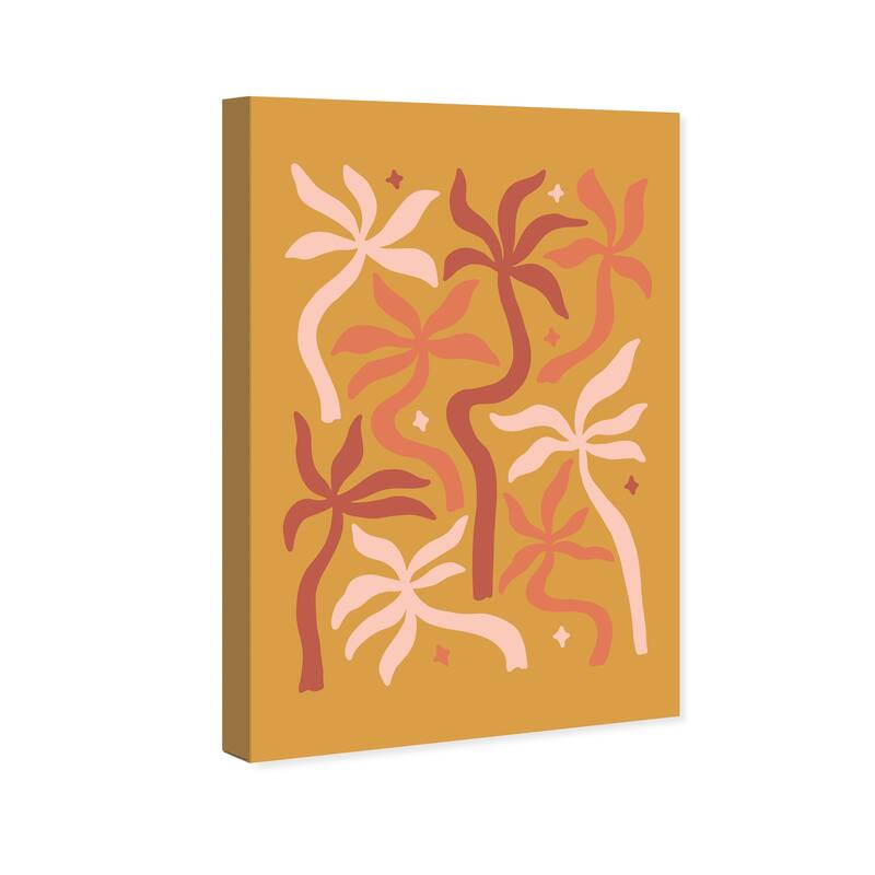 Wynwood Studio Canvas Floral and Botanical Palm Trees in Star Season Brown and Ochre Modern & Contemporary Wall Art Canvas Print