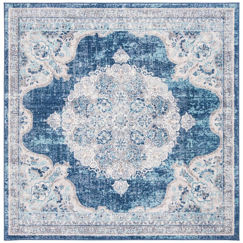 SAFAVIEH Brentwood Coralyne Traditional Oriental Rug - 5' Square - Navy/Ivory