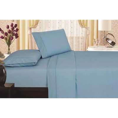 Décor&More 1800 Series Queen Size 4 Piece Vine Embossed Sheet Set - Light Blue