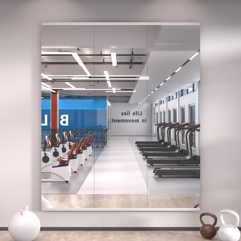 Full Length Tempered Glass Mirror - Rectangular Wall Mirror for Yoga, Gym & Dance Studio(Set of 2/3) - 56" x 16"-3PCS