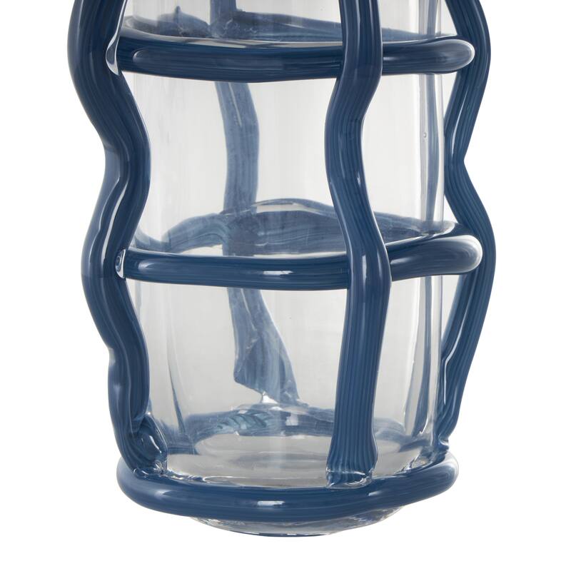 Recycled Glass Handmade Tall Decorative Vase with Glass Framing - Blue or Black - Roche River Decor