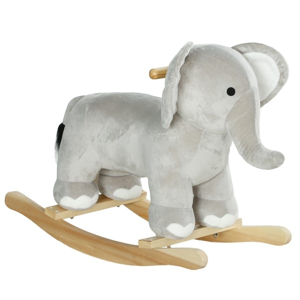slide 2 of 10, Rocking Horse, Kids Rocking Animal, Elephant Rocker with Realistic Sounds, Plush Ride on Toy for Years 2-4, Gray Gray