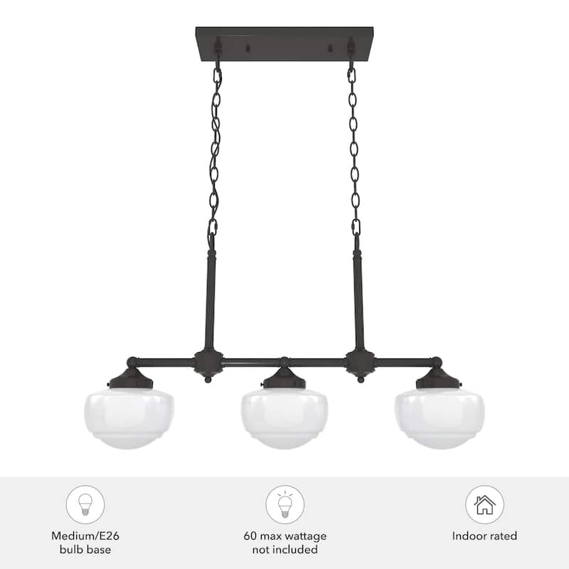 Hunter Saddle Creek Linear Chandelier, Clear Glass, Dining Room Table, Kitchen Island