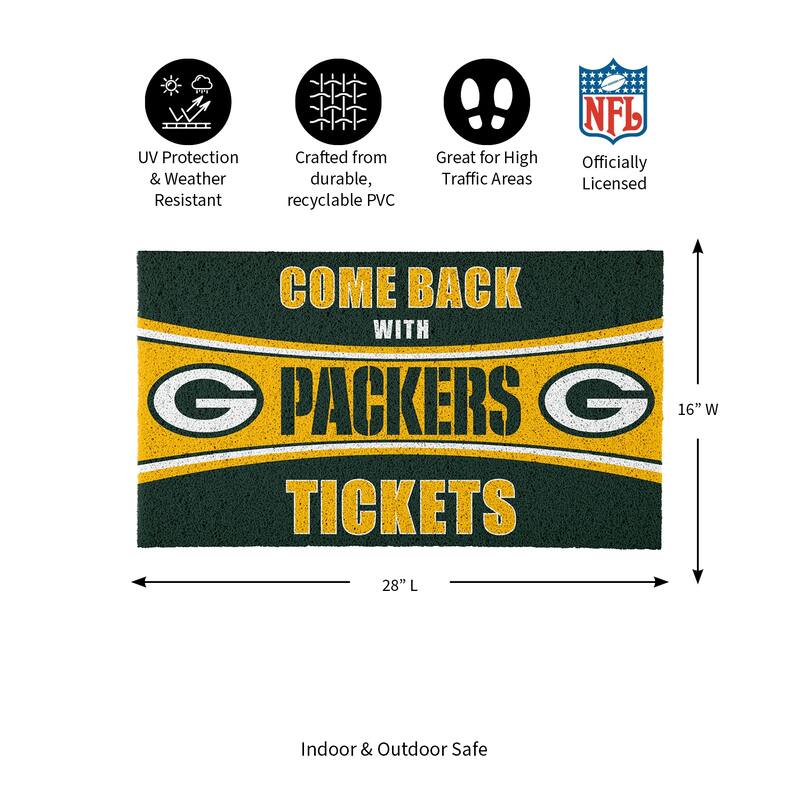 Green Bay Packers 28 in. x 16 in. PVC "Come Back With Tickets" Trapper Door Mat