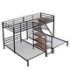 preview thumbnail 14 of 16, Metal Triple Bunk Bed with Stairs for Kids Teens, 3 Beds Bunk Bed, Twin Over Twin & Twin Bunk Bed with Storage Shelves Staircase