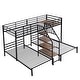 preview thumbnail 5 of 24, Twin Metal Bunk Bed, Triple Bunk Bed Frame w/ Storage Shelves Staircase