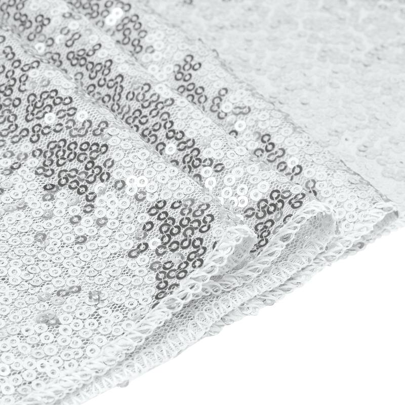 1 Pack Table Runners, Glitter Sequin Fabric Runner Shiny Table Decorations - Silver - 12x108 Inch