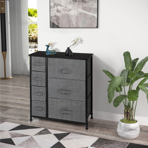 Dresser with 3 Big 4 Small Drawers,Furniture Storage Tower Unit,Grey - Bed  Bath & Beyond