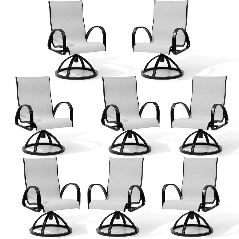 Outdoor Patio Swivel Aluminum Dining Chairs Sunbrella Fabric