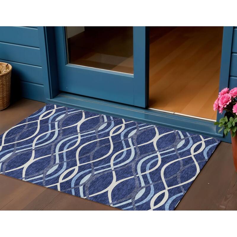 HomeRoots Abstract Transitional Rectangle Outdoor Rug - 3' x 5'