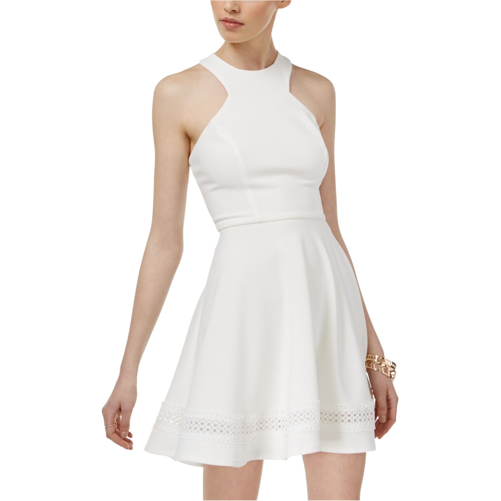 off white fit and flare dress