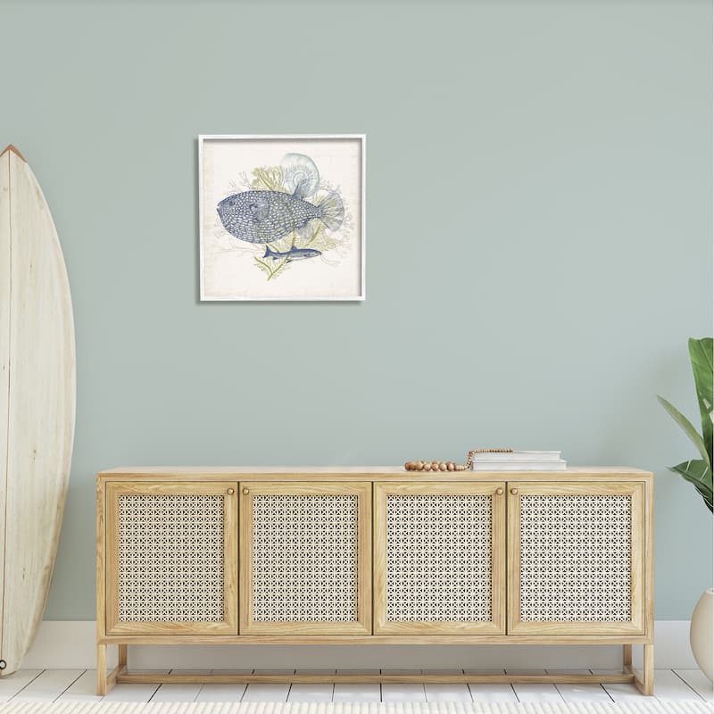 Stupell Aquatic Sea Life Rustic Seashell Layered Fish Framed Wall Art, Design by Victoria Barnes