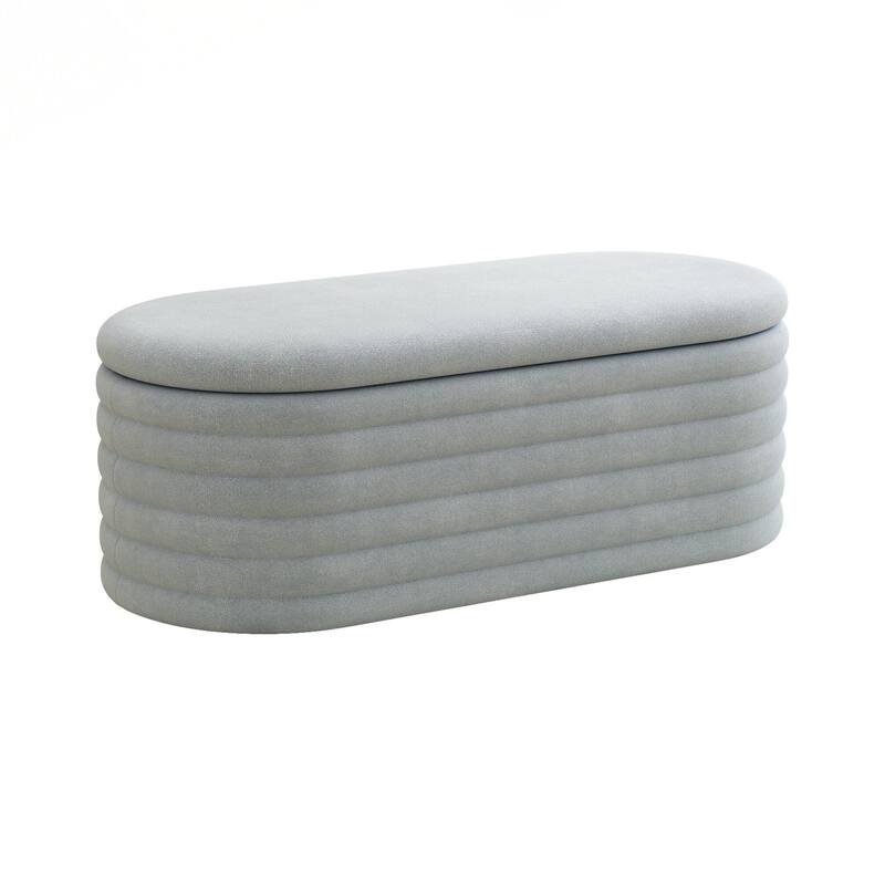 Ottoman Bench Upholstered Fabric Storage Bench End of Bed Stool with Safety Hinge for Bedroom, Living Room, Entryway