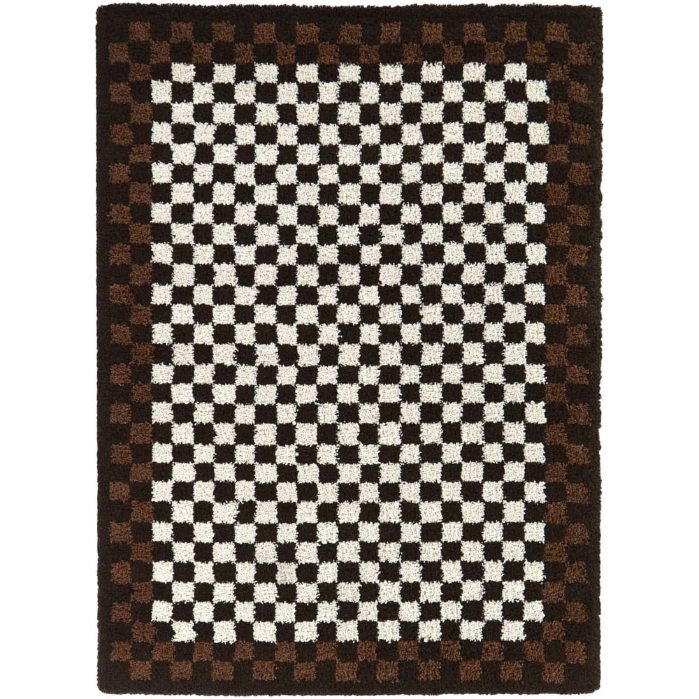 Covey Plush Checkered Thick Shag Area Rug