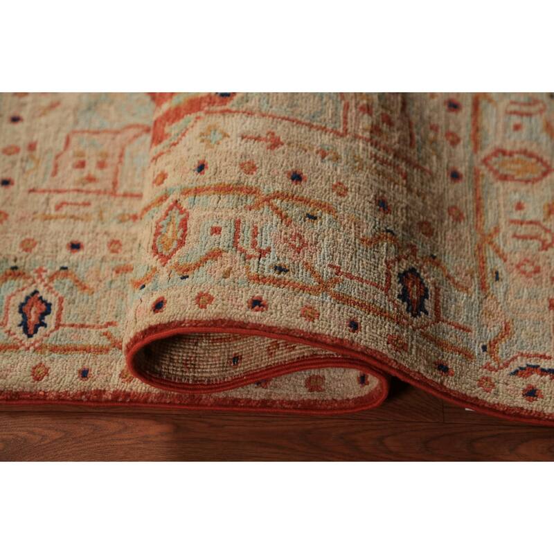Vegetable Dye Heriz Serapi Rug Hand-Knotted Wool Carpet - 3'0"x 3'10"