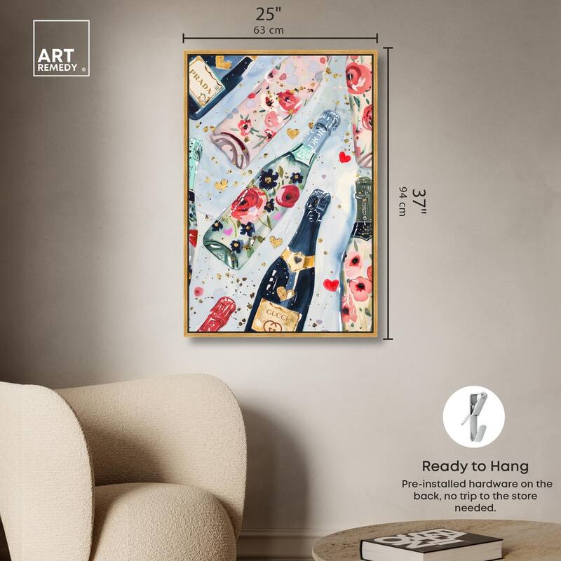 Fun Floral Champagne Canvas by Art Remedy