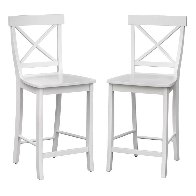 Simple Living Albury Solid Wood Counter Height Stools (Set of 2) - Set of 2 - White