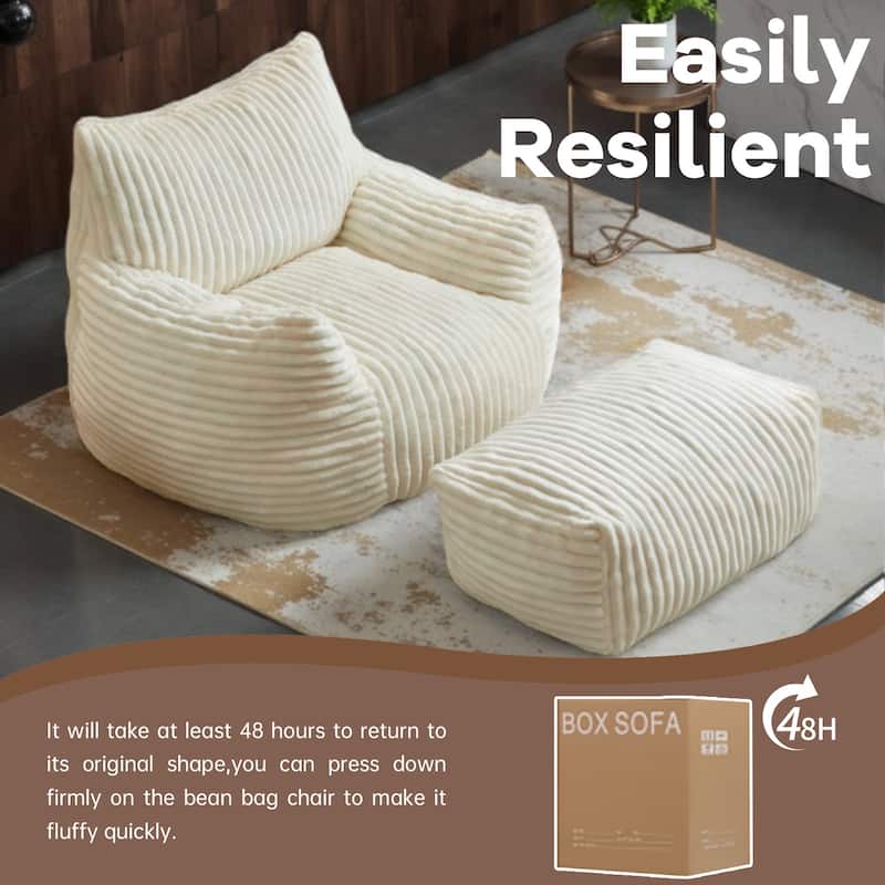 Suede Sofa Chair with Ottoman - 5-Zone Support & Compact Boxed Delivery