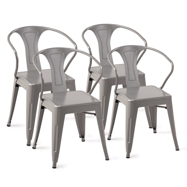 Shop Costway Set of 4 Style Metal Chairs Arm Chair Kitchen ...