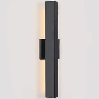 Modern Minimalist Black Outdoor Integrated LED Wall Sconce - 21.8"