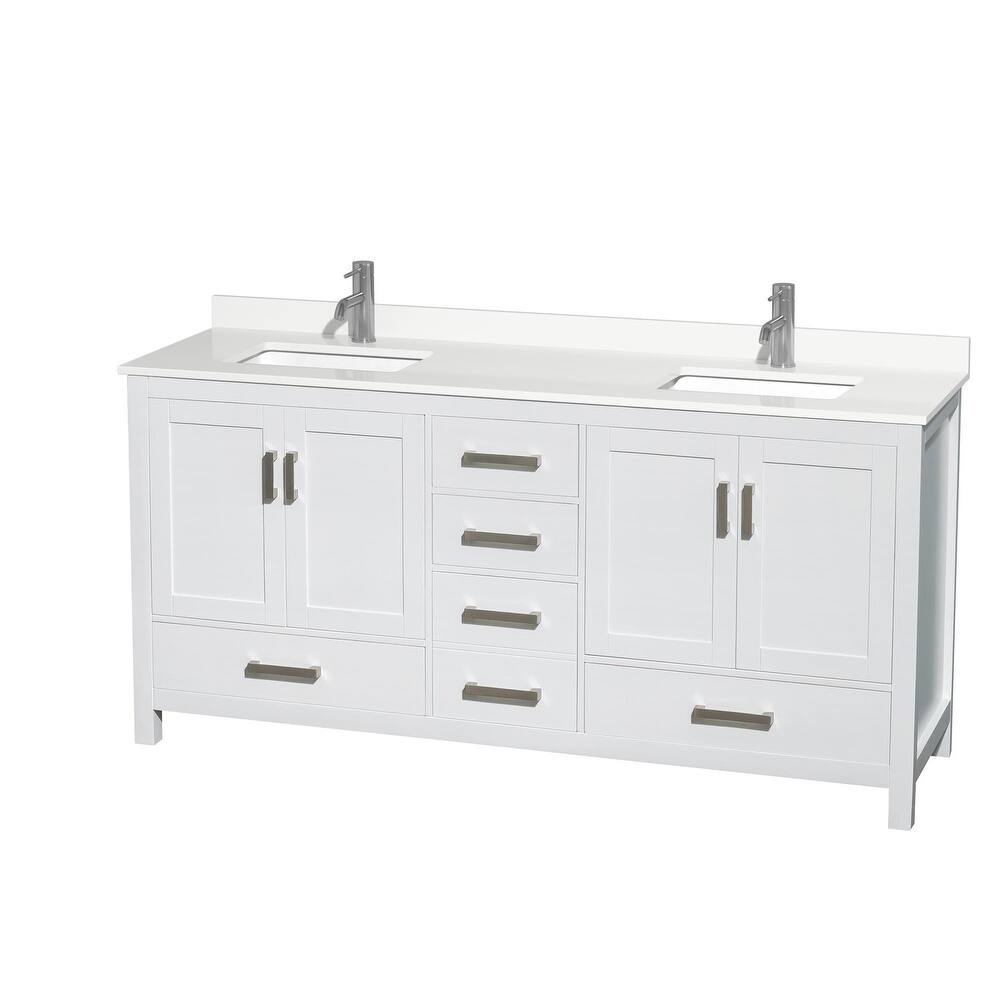 Sheffield 72-inch Double Vanity, Single Hole Quartz Top