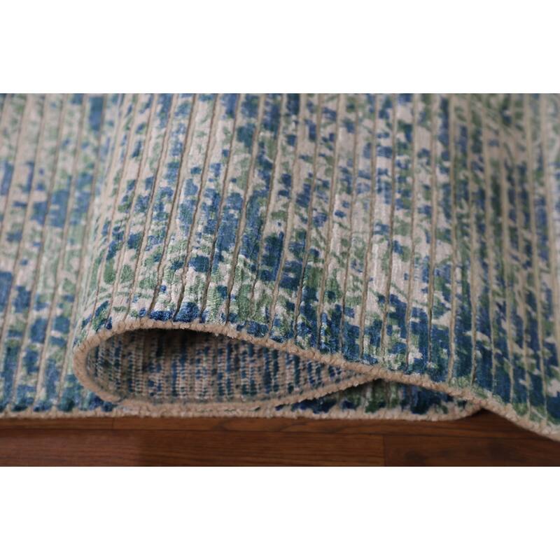 Abstract Area Rug Hand-Knotted Modern Wool Carpet - 5'5"x 7'10"