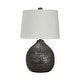 preview thumbnail 2 of 3, Pot Bellied Base Metal Table Lamp with Dotted Pattern, Black - 25 H x 15 W x 15 L Inches
