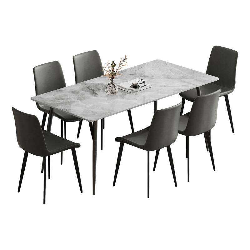 Dining Chairs 2PCS, Modern Kitchen & Dining Room Chairs, Upholstered Faux Leather Cushion Seat and Sturdy Metal Legs