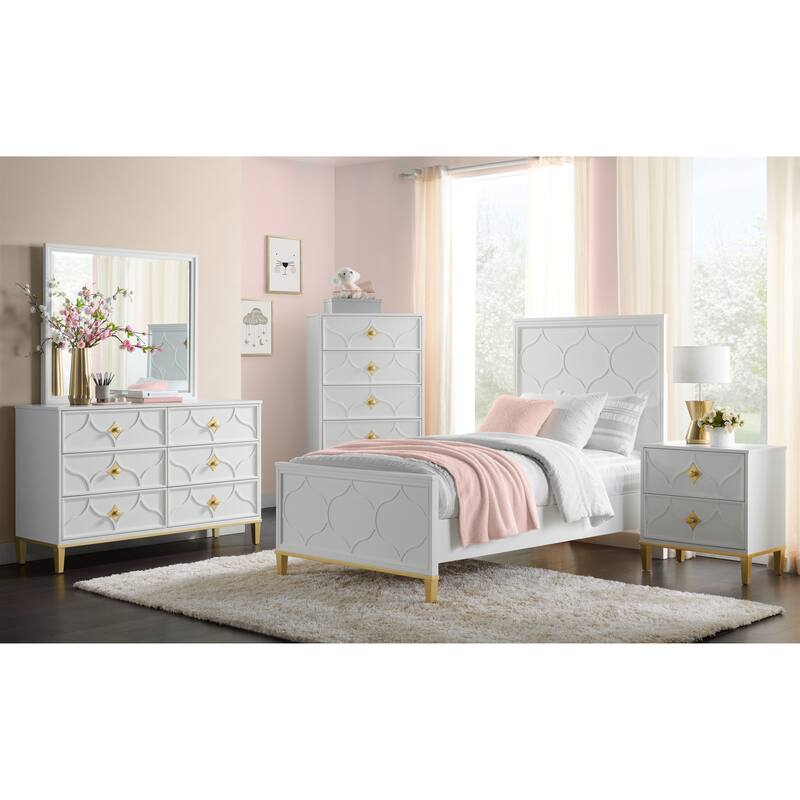 Emma 5 Drawer Chest in White and Gold by Martin Svensson Home