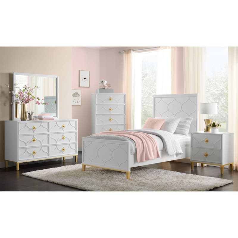 Emma Panel Bed in White and Gold by Martin Svensson Home