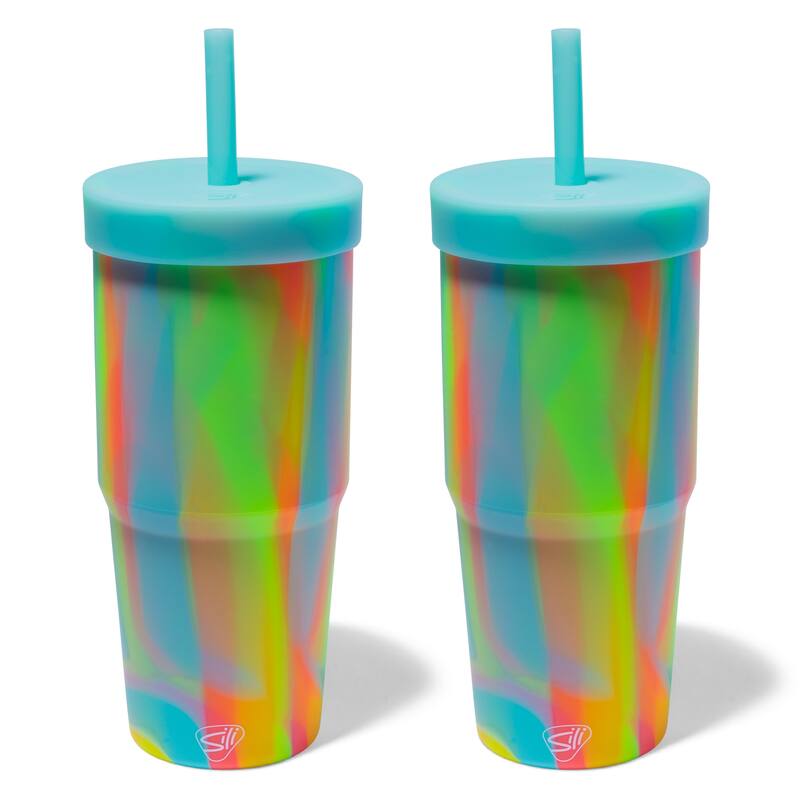 Silipint Silicone 32oz Straw Tumblers 2 Pack Sugar Rush Reusable