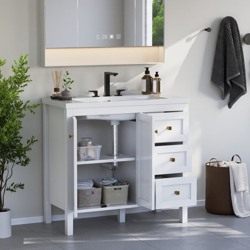 Moasis 36"/42" Bathroom Vanity with Sink Set and 2 Soft-Closing Doors & 3 Drawers