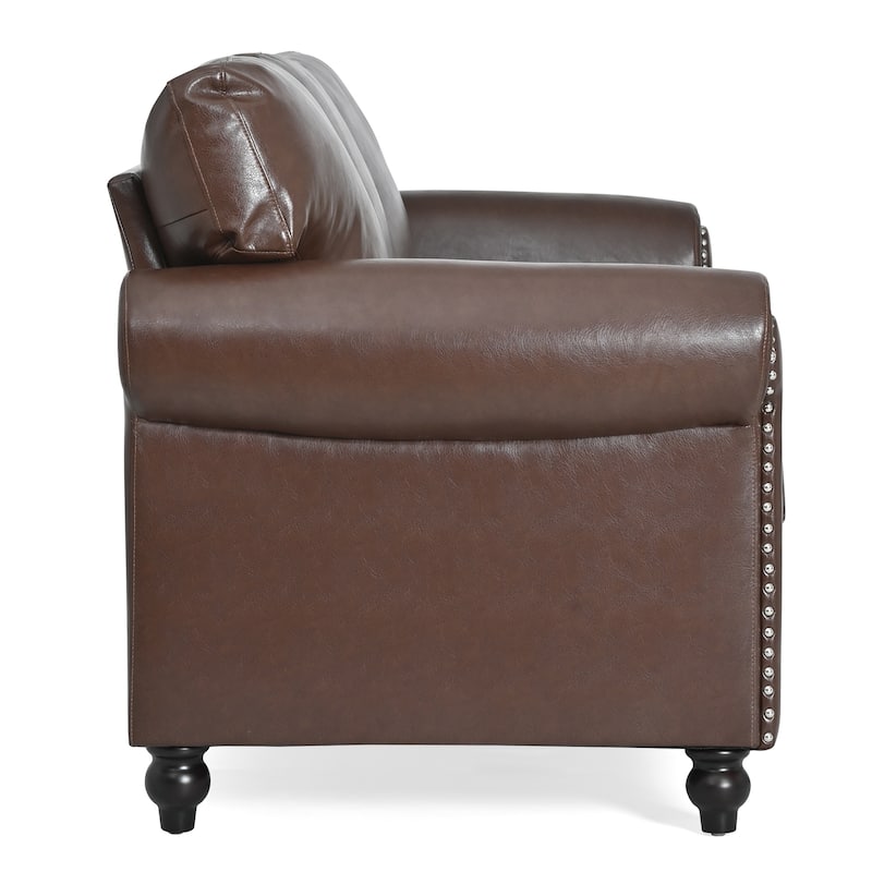3-Seater Sofa with Nail Trim, PP Cotton Backrest, Birch Legs for Modern Living