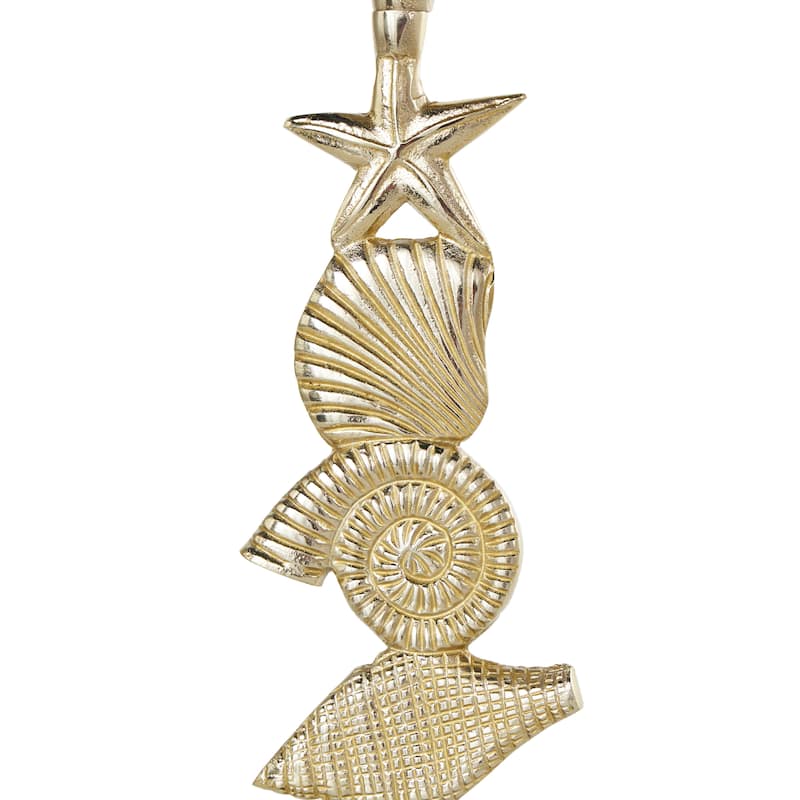 Gold or Silver Aluminum Metal Shell Candle Holder with Black Marble Bases (Set of 2)