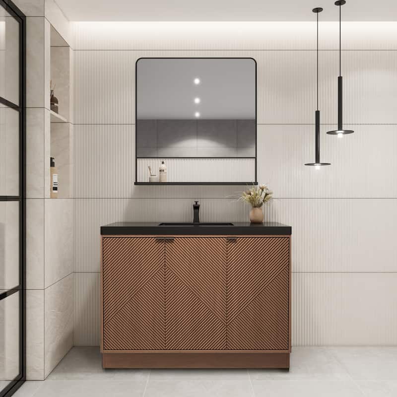 Milano 48" Freestanding Bathroom Vanity with Black Acrylic Sink
